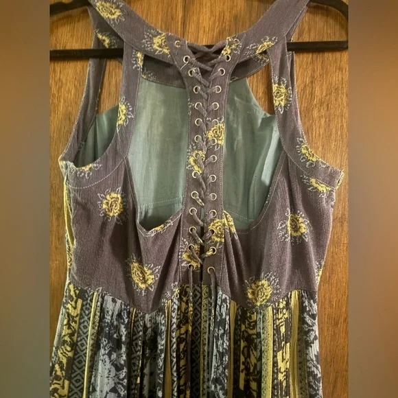 Free People Maxi Dress Sz. 8 Lace Up "You Made My Day" Cut Out Night Out Dress! - Picture 9 of 13